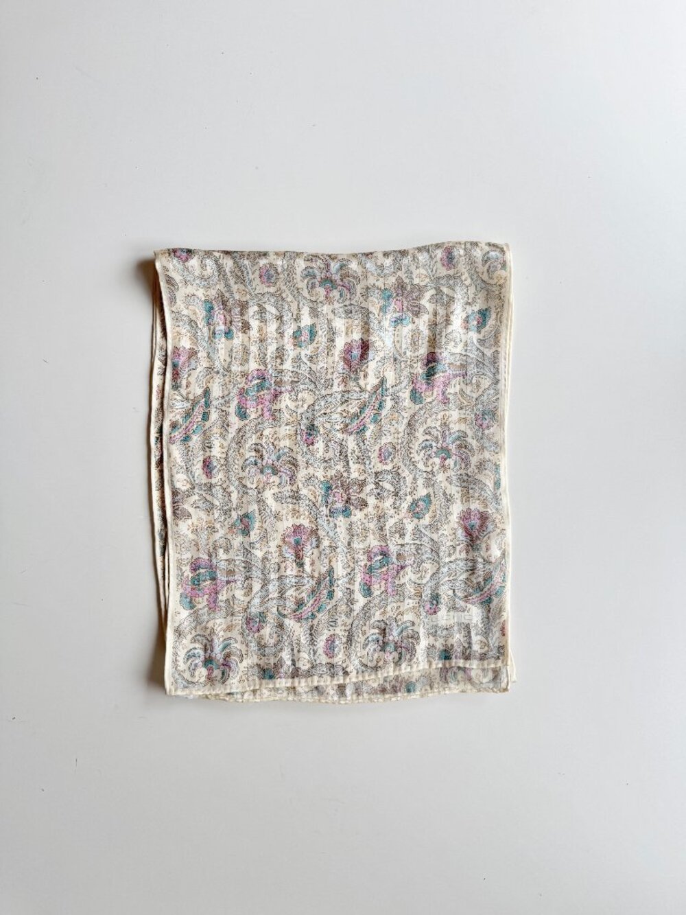 Vintage ECHO Pastel Paisley Print Silk Charmeuse 58" x 11" Rectangle Scarf